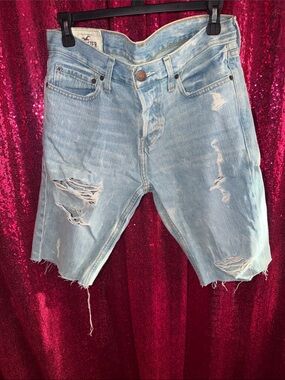 Y2K Men’s Hollister Light Blue Distressed Denim Jean Shorts